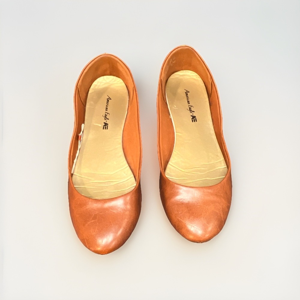 American Eagle Faux Leather Brown Women's Solid Flats US 7.5 EU 39 UK 6
